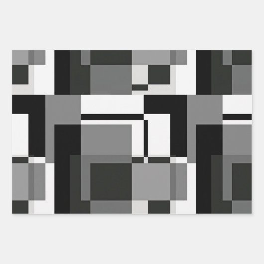 Abstracte geometrie voor zwarte en witte Mondriaan Inpakpapier Vel (Voorkant)