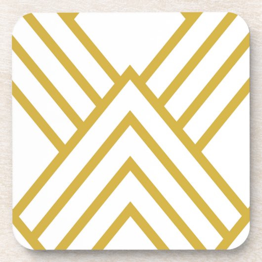 Abstracte geometrie, wit en goud bier onderzetter (Voorkant)