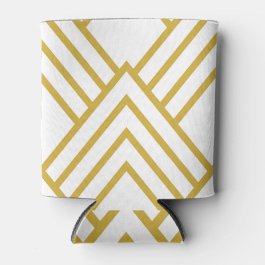 Abstracte geometrie, wit en goud blikjeskoeler (Voorkant)