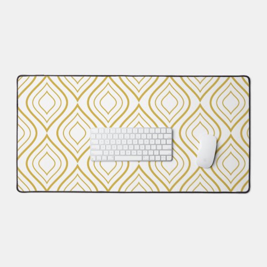 Abstracte geometrie, wit en goud bureaumat (Keyboard & Muis)