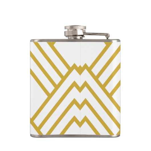 Abstracte geometrie, wit en goud heupfles (Achterkant)