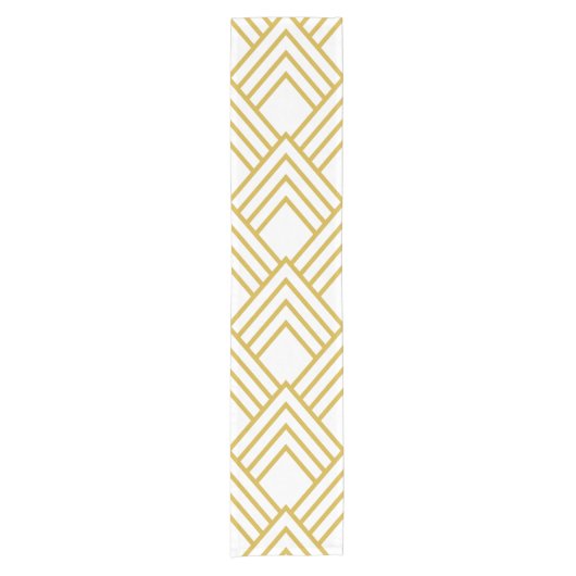 Abstracte geometrie, wit en goud korte tafelloper (Voorkant)