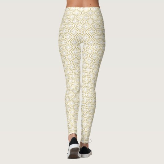 Abstracte geometrie, wit en goud leggings (Achterkant)