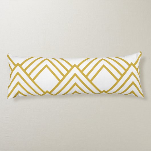 Abstracte geometrie, wit en goud lichaamskussen (Achterkant)