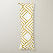 Abstracte geometrie, wit en goud lichaamskussen (Voorkant Verticaal)