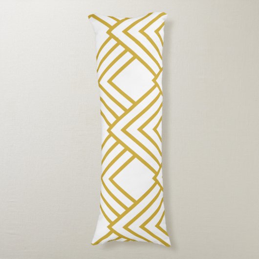 Abstracte geometrie, wit en goud lichaamskussen (Voorkant Verticaal)