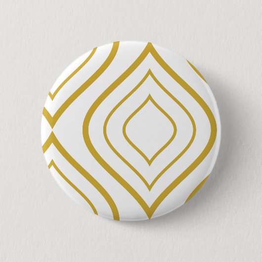 Abstracte geometrie, wit en goud ronde button 5,7 cm (Voorkant)