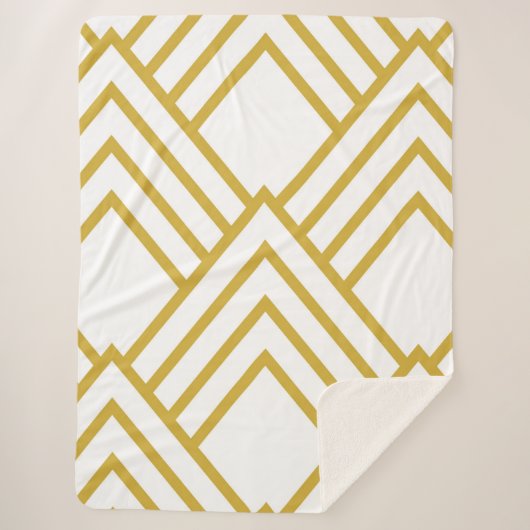 Abstracte geometrie, wit en goud sherpa deken (Voorkant)