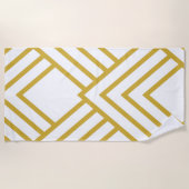 Abstracte geometrie, wit en goud strandlaken (Voorkant)