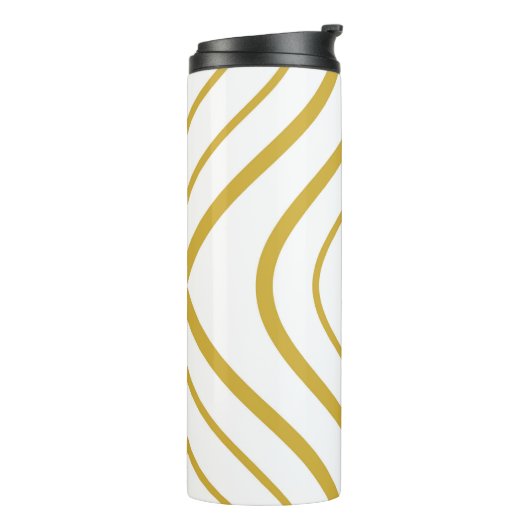 Abstracte geometrie, wit en goud thermosbeker (Gedraaid links)
