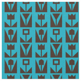 Abstracte geometrisch blauw bloemmotief stof