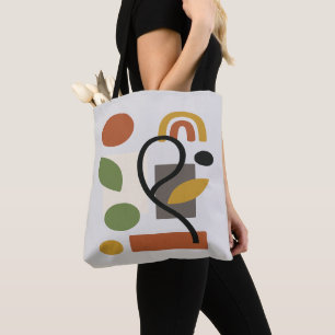 Abstracte geometrische aardetonen tote bag