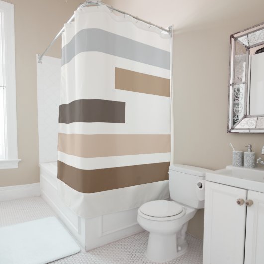 Abstracte Geometrische aardtonen stripes Art Patte Douchegordijn (In situ)