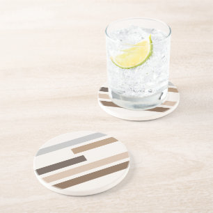 Abstracte Geometrische aardtonen stripes Art Patte Zandsteen Onderzetter