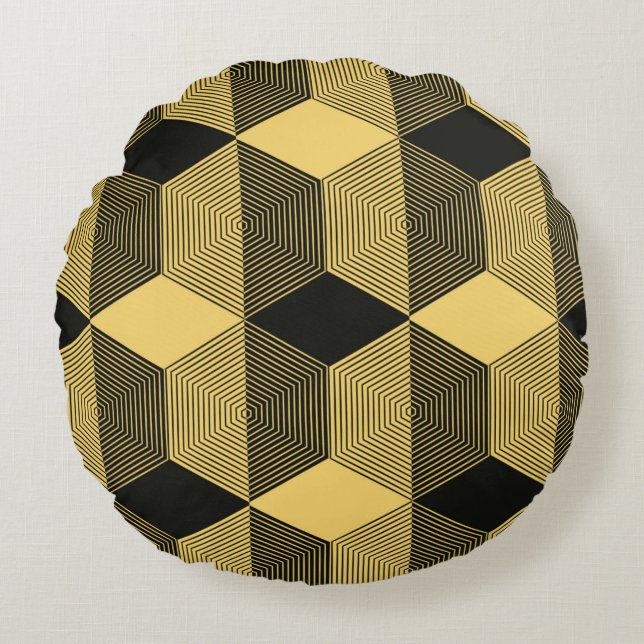 Abstracte geometrische achtergrond. Hexagonal mesh Rond Kussen (Voorkant)