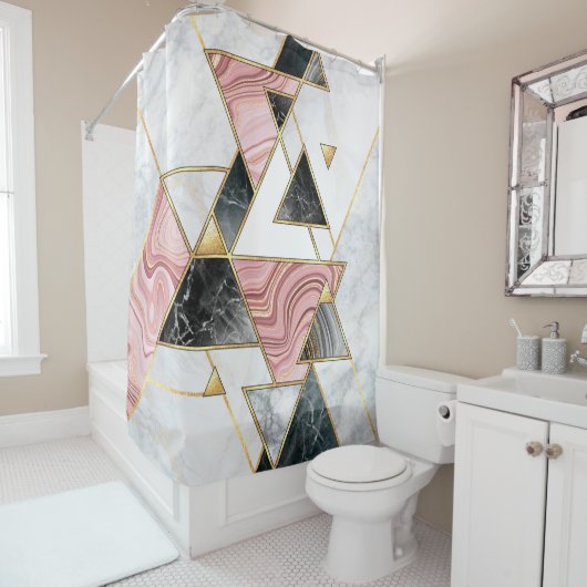 Abstracte geometrische achtergrond. Moderne marmer Douchegordijn (In situ)