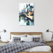 Abstracte geometrische Amsterdamse skyline met gra Canvas Afdruk (Insitu (Slaapkamer))