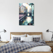 Abstracte geometrische Amsterdamse skyline met gra Canvas Afdruk (Insitu (Slaapkamer))