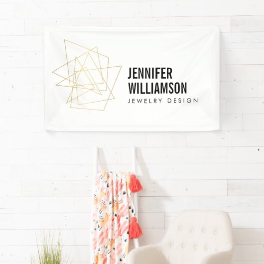 Abstracte Geometrische Architecturale Logo Wit/Gou Spandoek (Insitu)