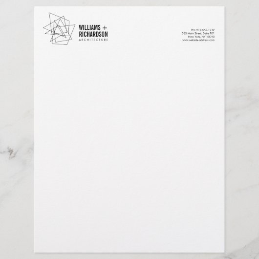 Abstracte Geometrische Architecturale Logo Wit/Zwa Briefhoofd (Voorkant)