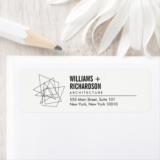 Abstracte Geometrische Architecturale Logo Wit/Zwa Etiket (Insitu)