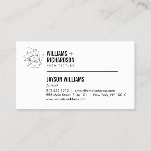 Abstracte Geometrische Architecturale Logo Zwart/W Visitekaartje (Achterkant)
