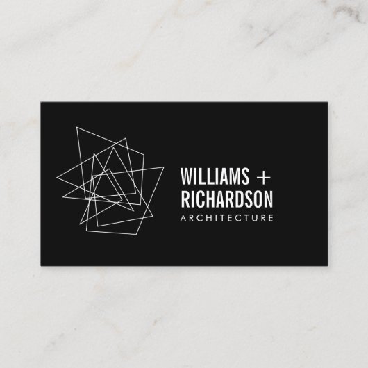 Abstracte Geometrische Architecturale Logo Zwart/W Visitekaartje (Voorkant)