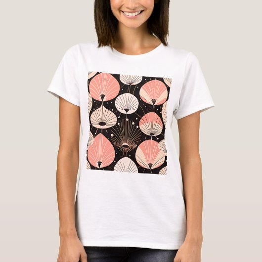 Abstracte geometrische atomaire druppels roze t-shirt (Voorkant)