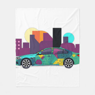 Abstracte geometrische auto illustratie fleece deken