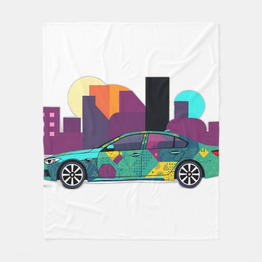 Abstracte geometrische auto illustratie fleece deken (Voorkant)