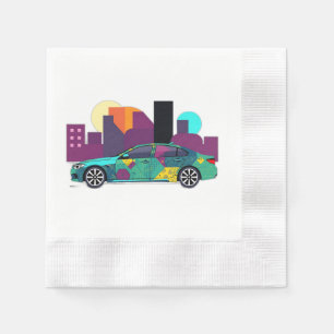 Abstracte geometrische auto illustratie servet