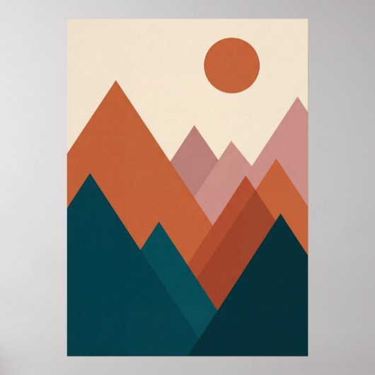 : Abstracte Geometrische Berg Minimalistische Boho Poster (Voorkant)