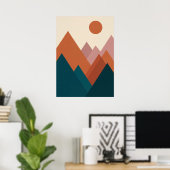 : Abstracte Geometrische Berg Minimalistische Boho Poster (Thuiskantoor)