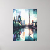 Abstracte geometrische Berlijnse skyline met tv-to Canvas Afdruk (Voorkant)