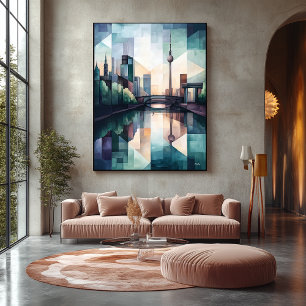 Abstracte geometrische Berlijnse skyline met tv-to Canvas Afdruk