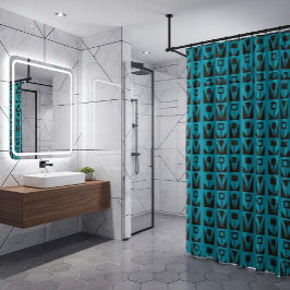 Abstracte geometrische blauwe bloem douchegordijn