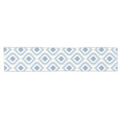 Abstracte geometrische, blauwe en gebroken witte k korte tafelloper (Horizontaal)