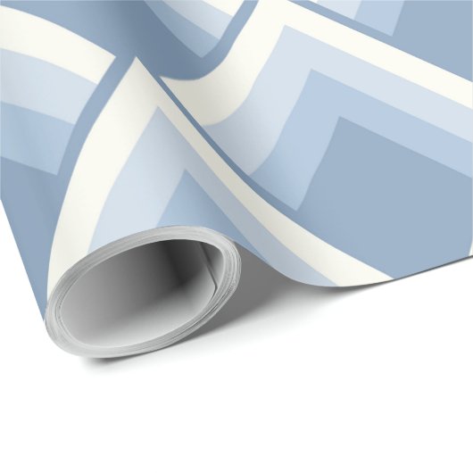 Abstracte geometrische, blauwe en gebroken witte o cadeaupapier (Rol Hoek)