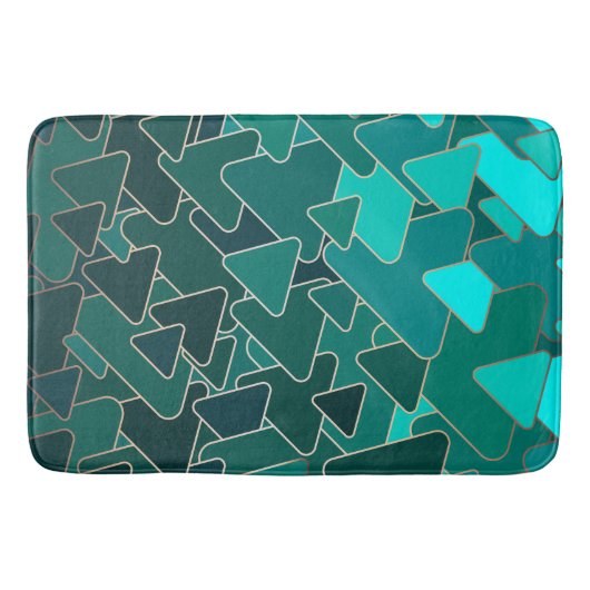 Abstracte geometrische Blauwgroen driehoek Badmat (Voorkant)