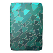Abstracte geometrische Blauwgroen driehoek Badmat (Voorkant Verticaal)
