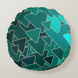 Abstracte geometrische Blauwgroen driehoek Rond Kussen