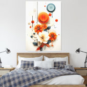 Abstracte Geometrische Bloem Canvas Afdruk (Insitu (Slaapkamer))