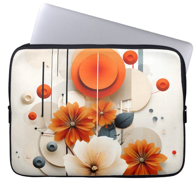 Abstracte geometrische bloem laptop sleeve (Voorkant)