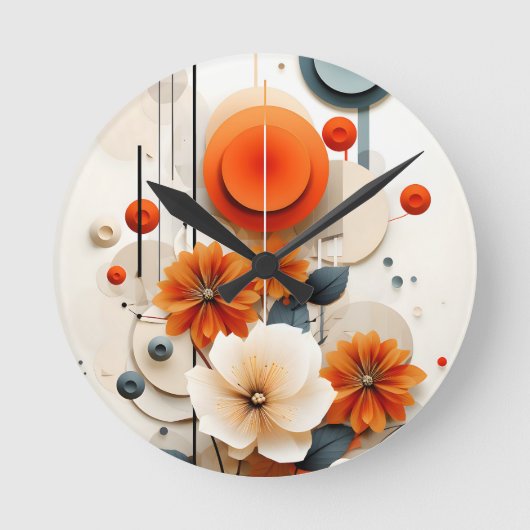Abstracte geometrische bloem ronde klok (Voorkant)