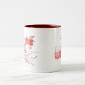 Abstracte geometrische bloemen laten zwarte schoft tweekleurige koffiemok (Center)