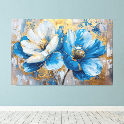 Abstracte geometrische bloemkunst - getextureerd a canvas afdruk (Insitu (Houten vloer))