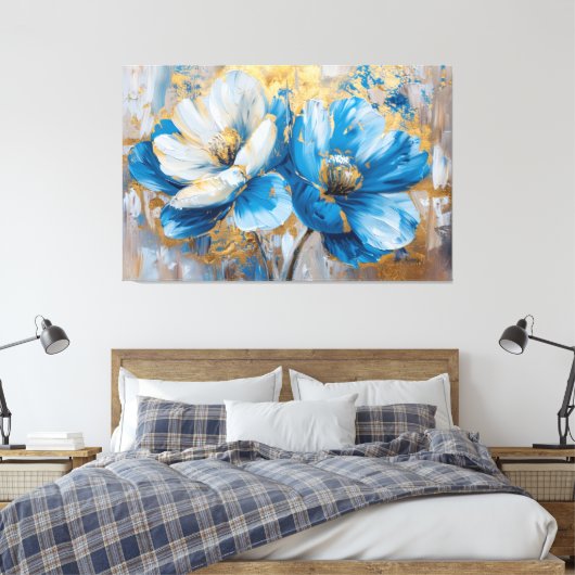 Abstracte geometrische bloemkunst - getextureerd a canvas afdruk (Insitu (Slaapkamer))