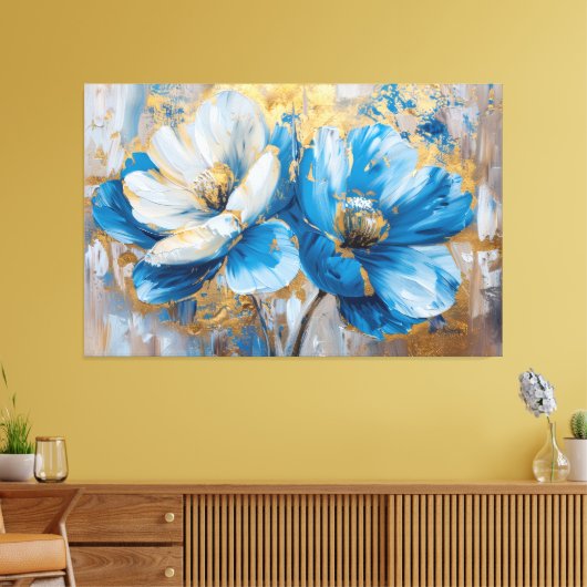 Abstracte geometrische bloemkunst - getextureerd a canvas afdruk (Insitu (Woonkamer))