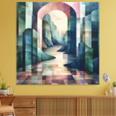 Abstracte geometrische boog met Serene River Canvas Afdruk (Insitu (Woonkamer))