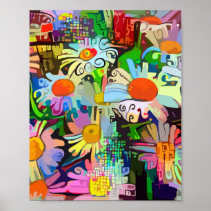 Abstracte geometrische Botanische en Daisies Art Poster